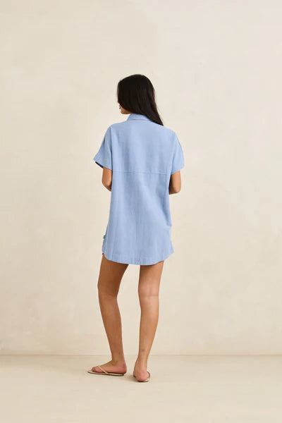 Classic Shirt Dress - Steel Blue