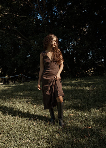 Focus Seersucker Maxi Dress - Coffee