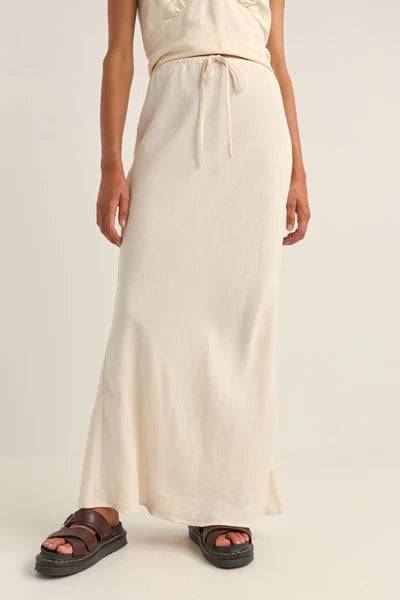 Bias Cut Maxi Skirt - Cream