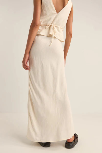 Bias Cut Maxi Skirt - Cream