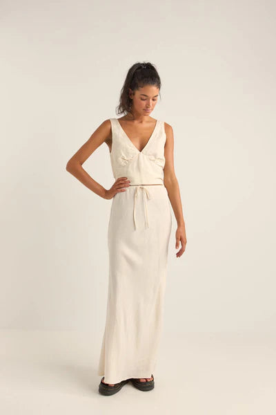 Bias Cut Maxi Skirt - Cream