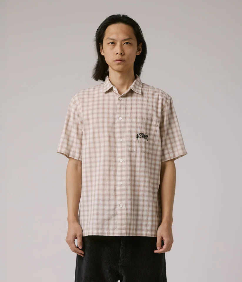 Manners Check SS Shirt - Taupe