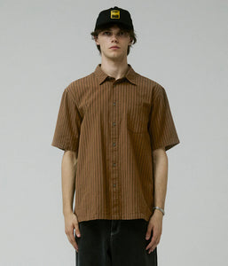 Reynolds Striped SS Shirt - Bark