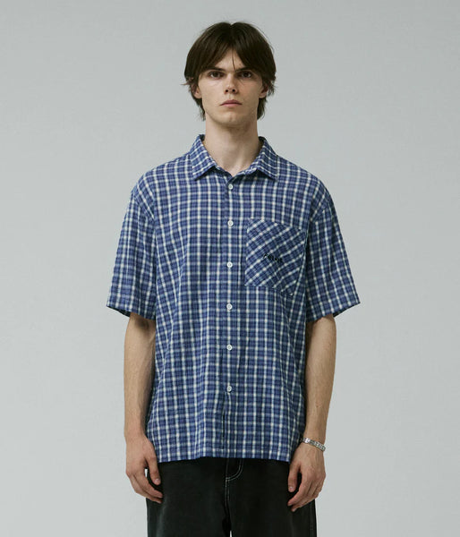 Manners Check SS Shirt - Vintage Navy