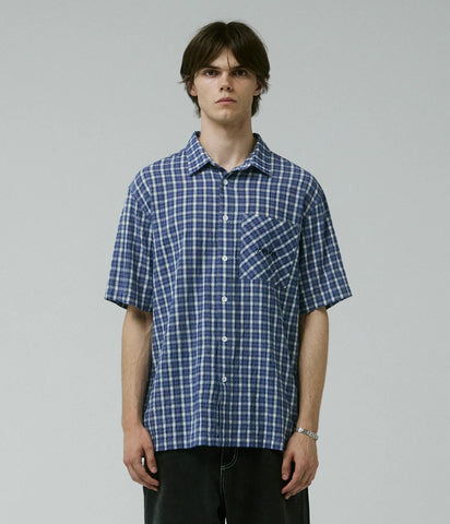 Manners Check SS Shirt - Vintage Navy