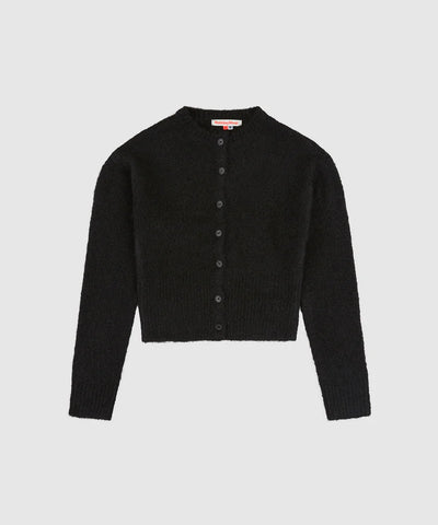 Fluffy Knit Cardigan - Black