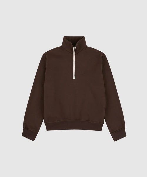 Contrast Half Zip Sweat - Choc/Pink