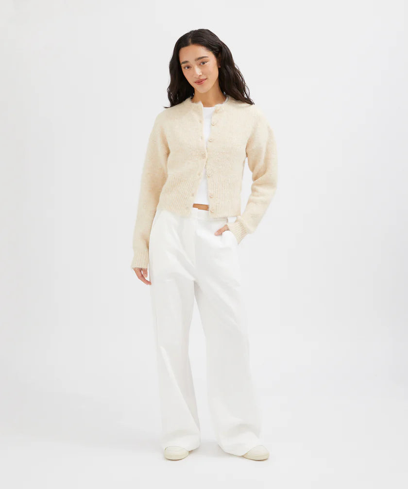 Fluffy Knit Cardigan - Oatmeal