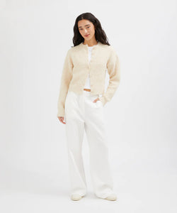 Fluffy Knit Cardigan - Oatmeal