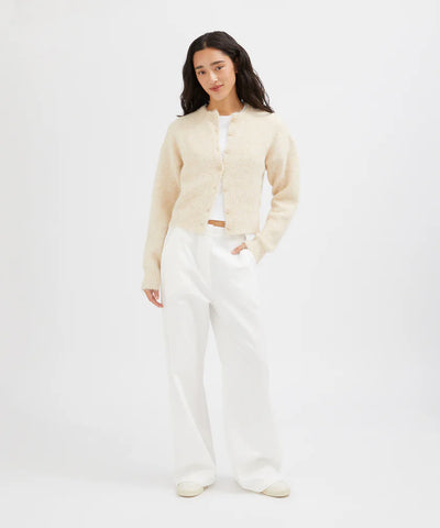 Fluffy Knit Cardigan - Oatmeal