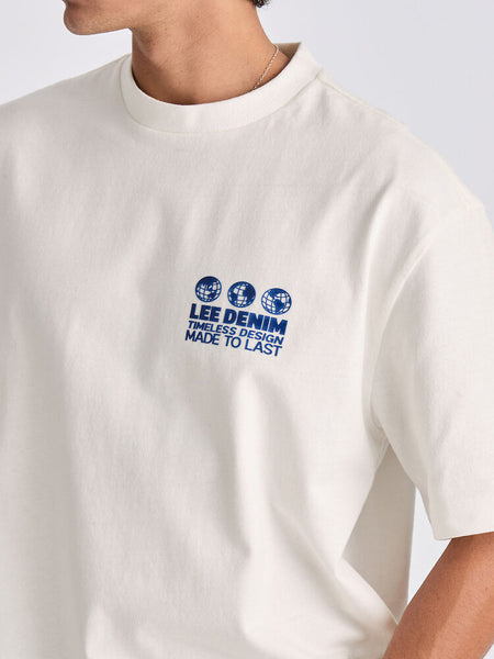 3 Worlds Boxcutter Tee - White