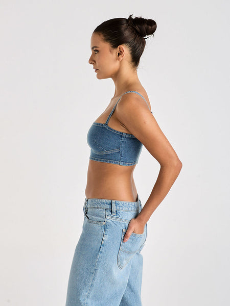 Natasha Crop Top - Hustler Blue