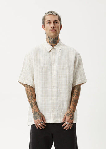 Criss Cross Hemp Short Sleeve Shirt - Taupe