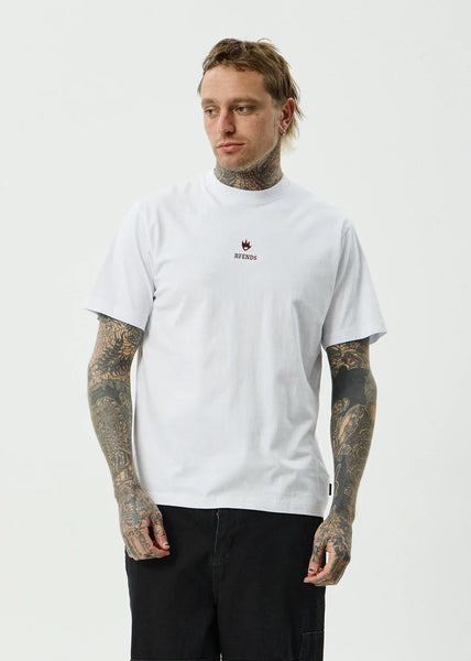 Burnin Recycled Retro Fit Tee  - White