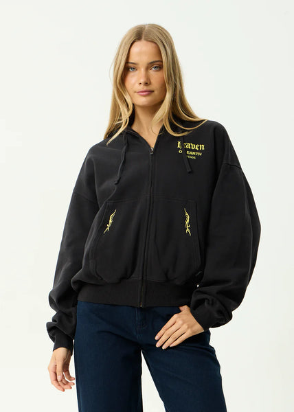 Heaven Boxy Zip Hood - Stone Black