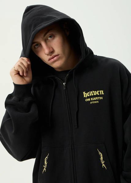 Heaven Boxy Zip Hood - Stone Black