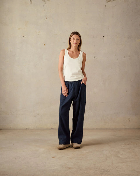 Patio Linen Pant - Dark Blue