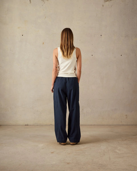 Patio Linen Pant - Dark Blue