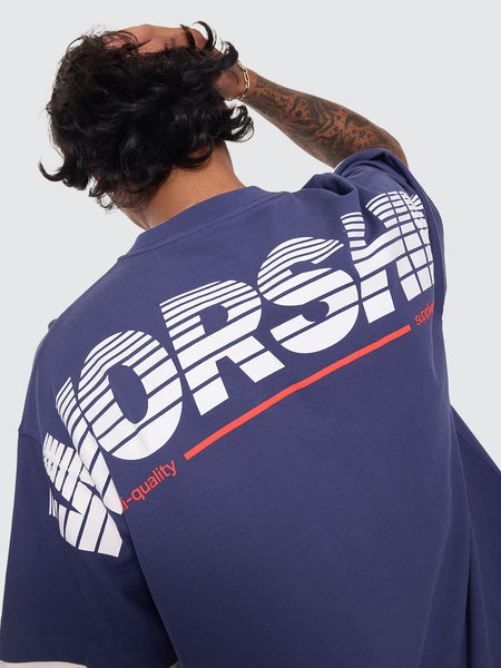 Worship Half Court Box Crop Layer Tee - Medieval Blue