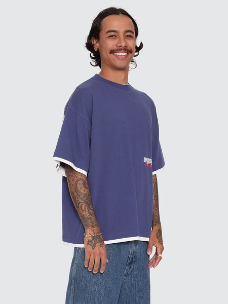 Worship Half Court Box Crop Layer Tee - Medieval Blue