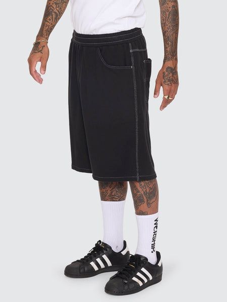 Worship Big Dawg Elastic Fleece Short - Black