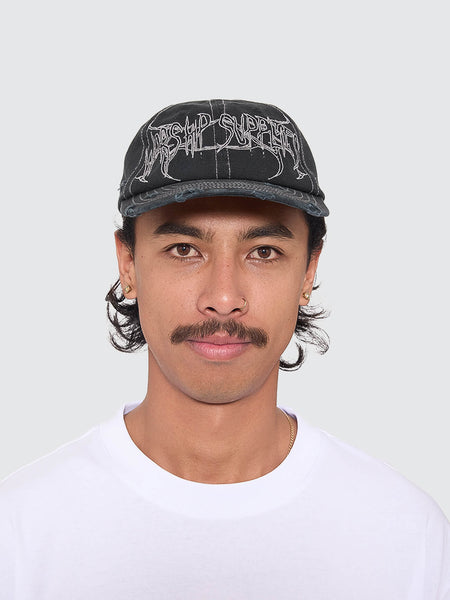 Worship Spinal 6 Panel Hat - Washed Black