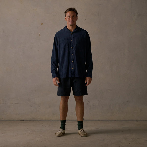 Washed Cord Shirt - Dark Blue