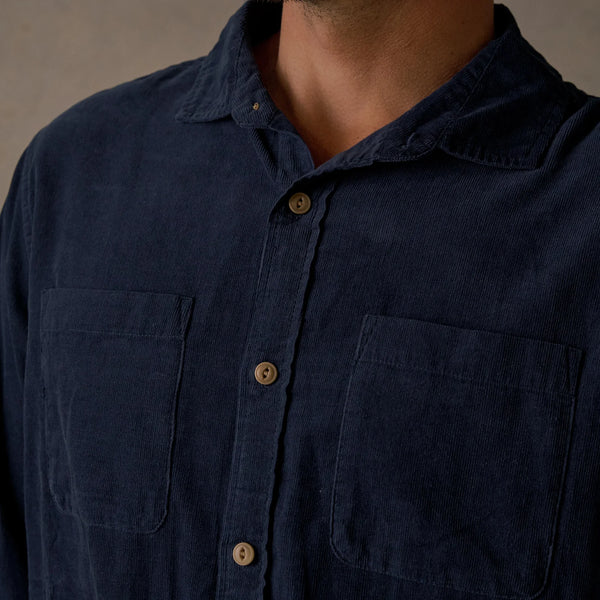 Washed Cord Shirt - Dark Blue