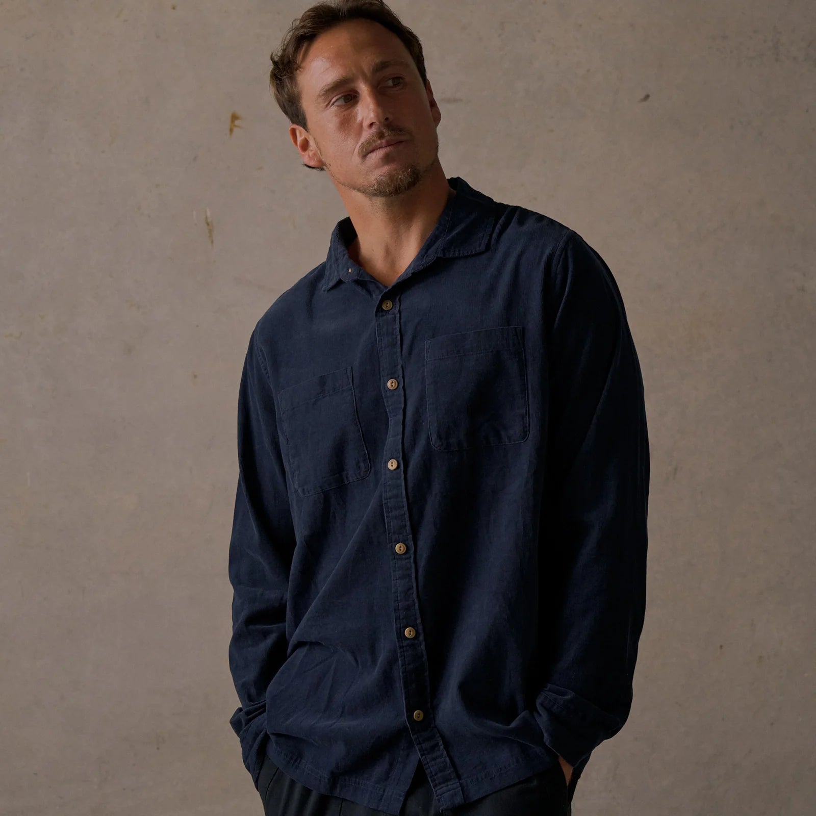 Washed Cord Shirt - Dark Blue