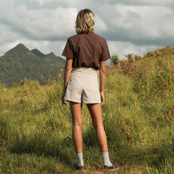 Double Pleated Twill Shorts - Light Tan