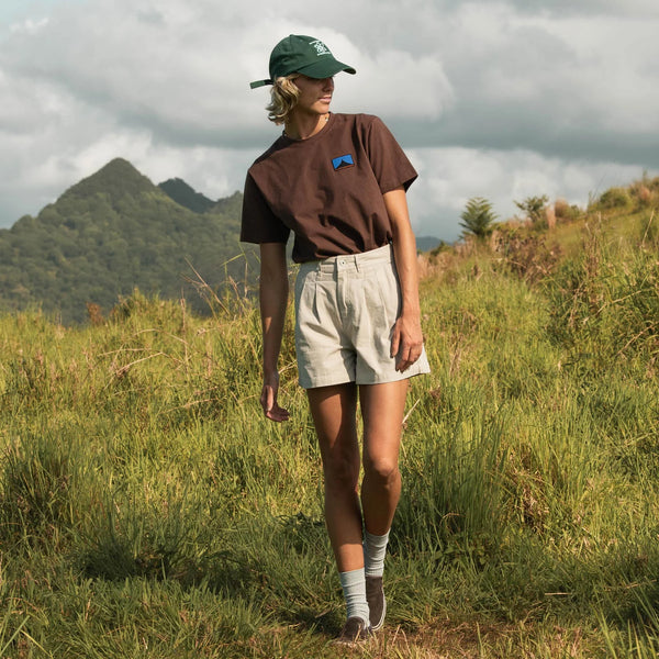 Double Pleated Twill Shorts - Light Tan