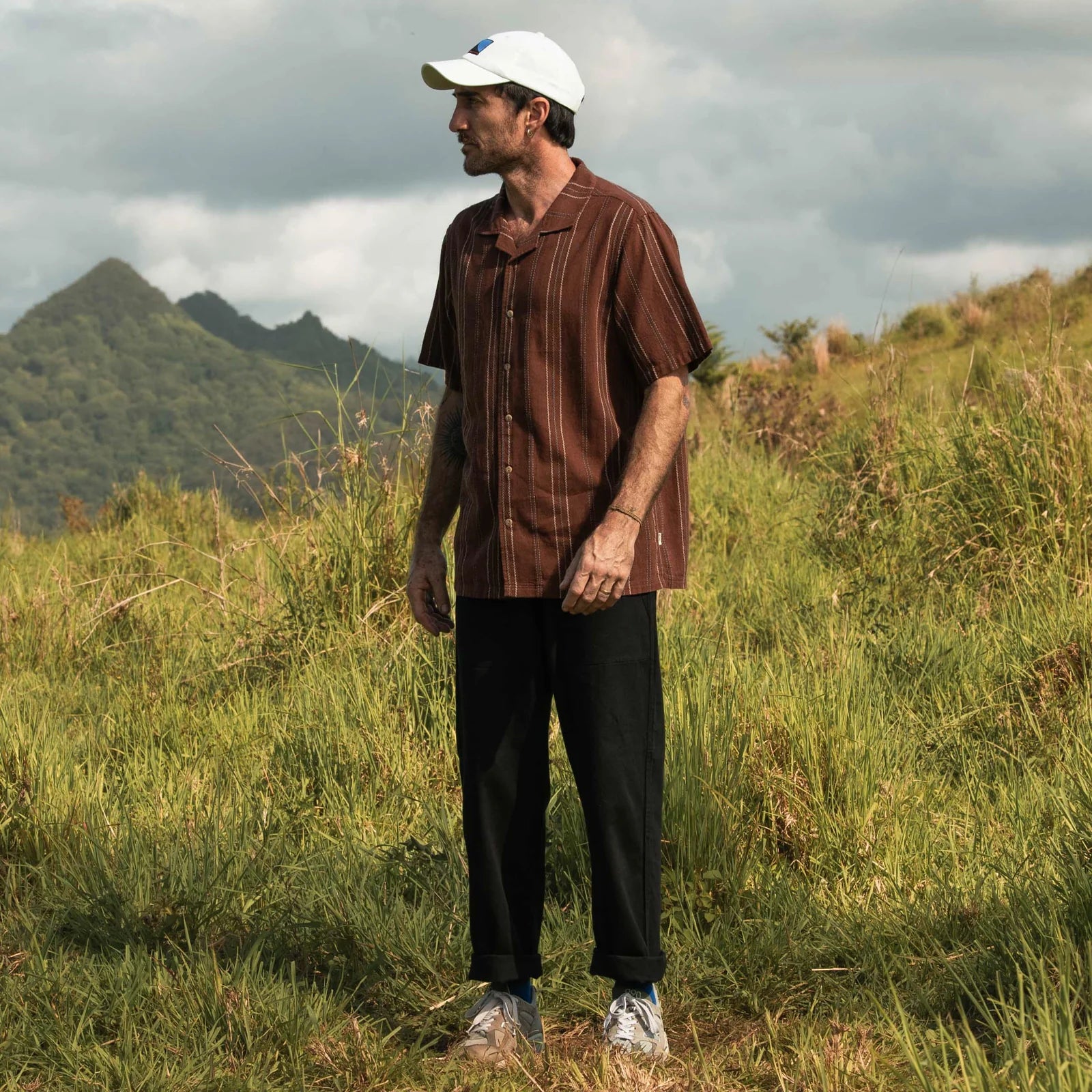 Washed Camp Collar Shirt - Brown Multi