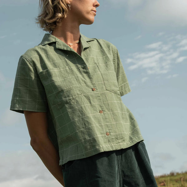 Boxy Button Up Shirt - Light Green Multi