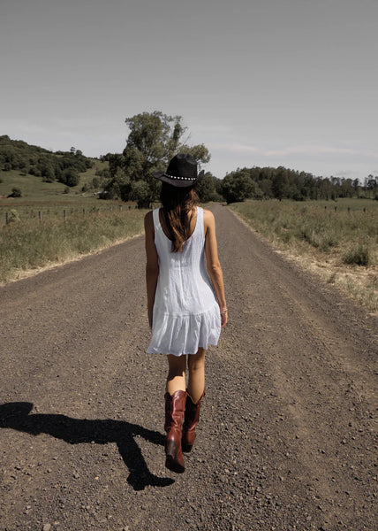 Focus June Hemp Seersucker Mini Dress - White