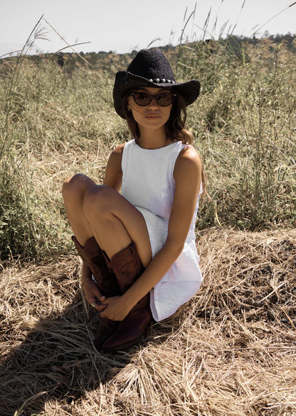 Focus June Hemp Seersucker Mini Dress - White