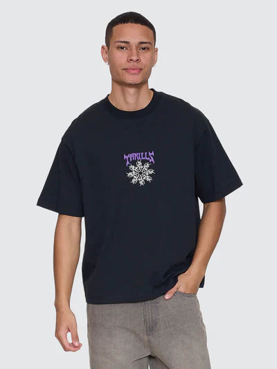 Stagger Box Fit Oversize Tee - Washed Black