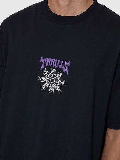 Stagger Box Fit Oversize Tee - Washed Black
