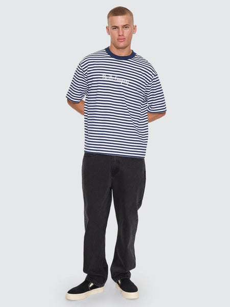 Primitive Stripe Oversize Box Crop Tee in Heritage Navy Stripe - image 7