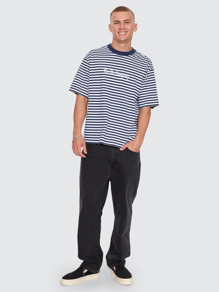 Primitive Stripe Oversize Box Crop Tee in Heritage Navy Stripe - image 5
