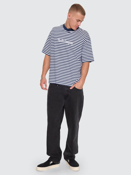 Primitive Stripe Oversize Box Crop Tee in Heritage Navy Stripe - image 6