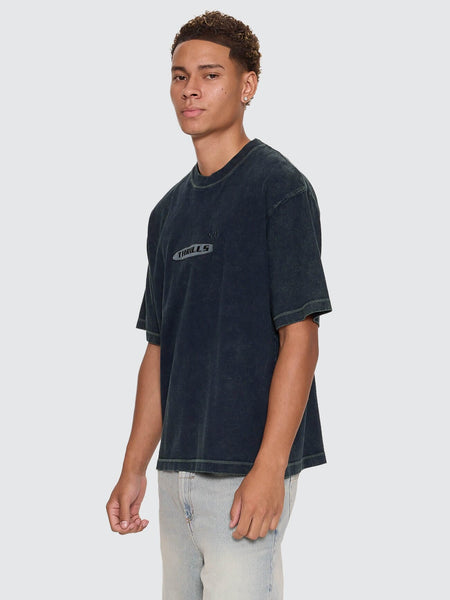 Filtered Embro Oversize Box Crop Tee in Overdye Petrol - image 3
