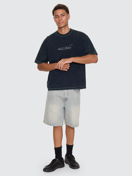 Filtered Embro Oversize Box Crop Tee in Overdye Petrol - image 5