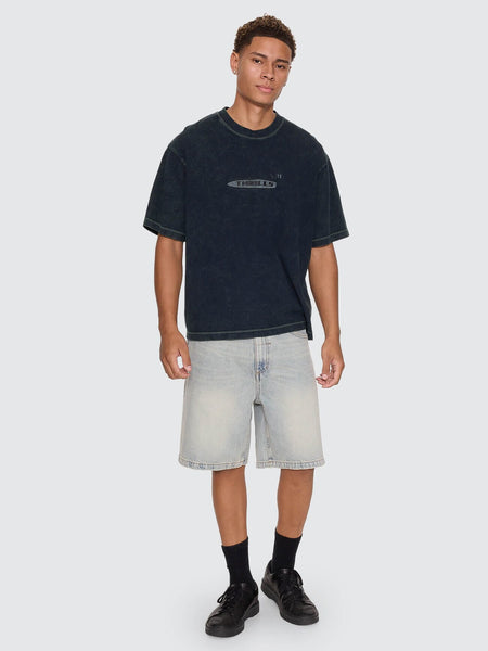 Filtered Embro Oversize Box Crop Tee in Overdye Petrol - image 6