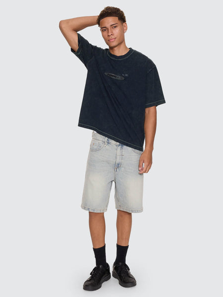 Filtered Embro Oversize Box Crop Tee in Overdye Petrol - image 8