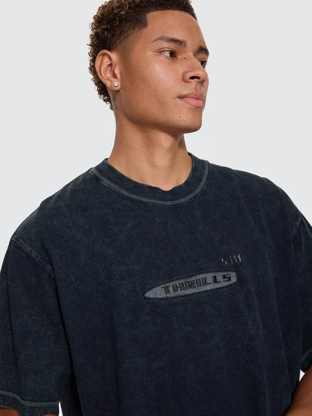 Filtered Embro Oversize Box Crop Tee in Overdye Petrol - image 2