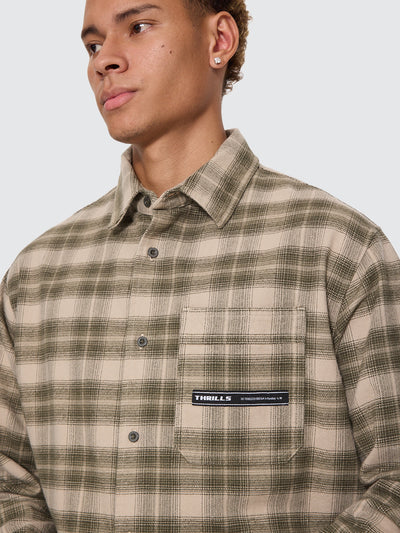 Paradise Built Barrio LS Flannel Shirt - Military Green