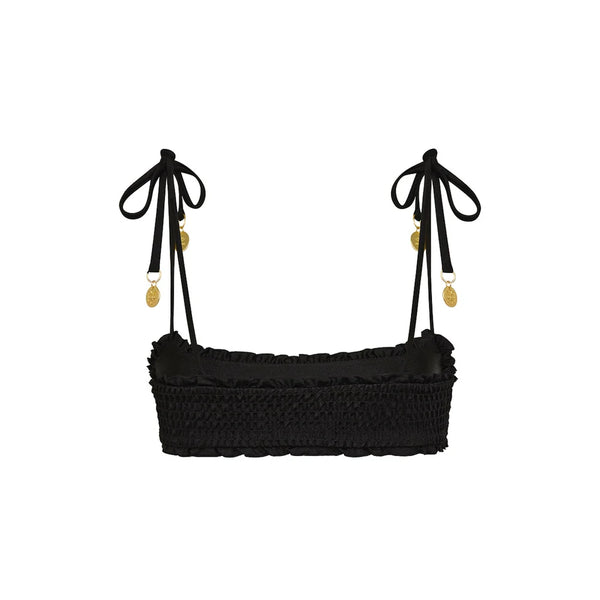 Shirred Crop Tie Bikini Top - Twilight Back