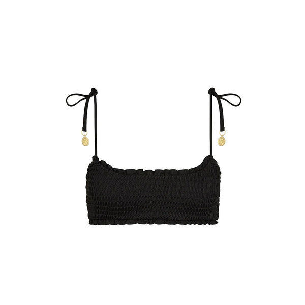 Shirred Crop Tie Bikini Top - Twilight Back