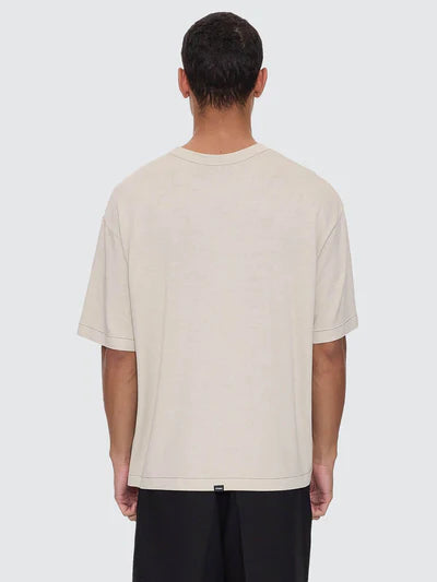 Hemp Thrills Embro Contrast Boxy Tee - Oatmeal