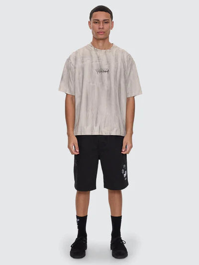 Cut & Shattered Boxy Oversized Tee - Marble Heritage White